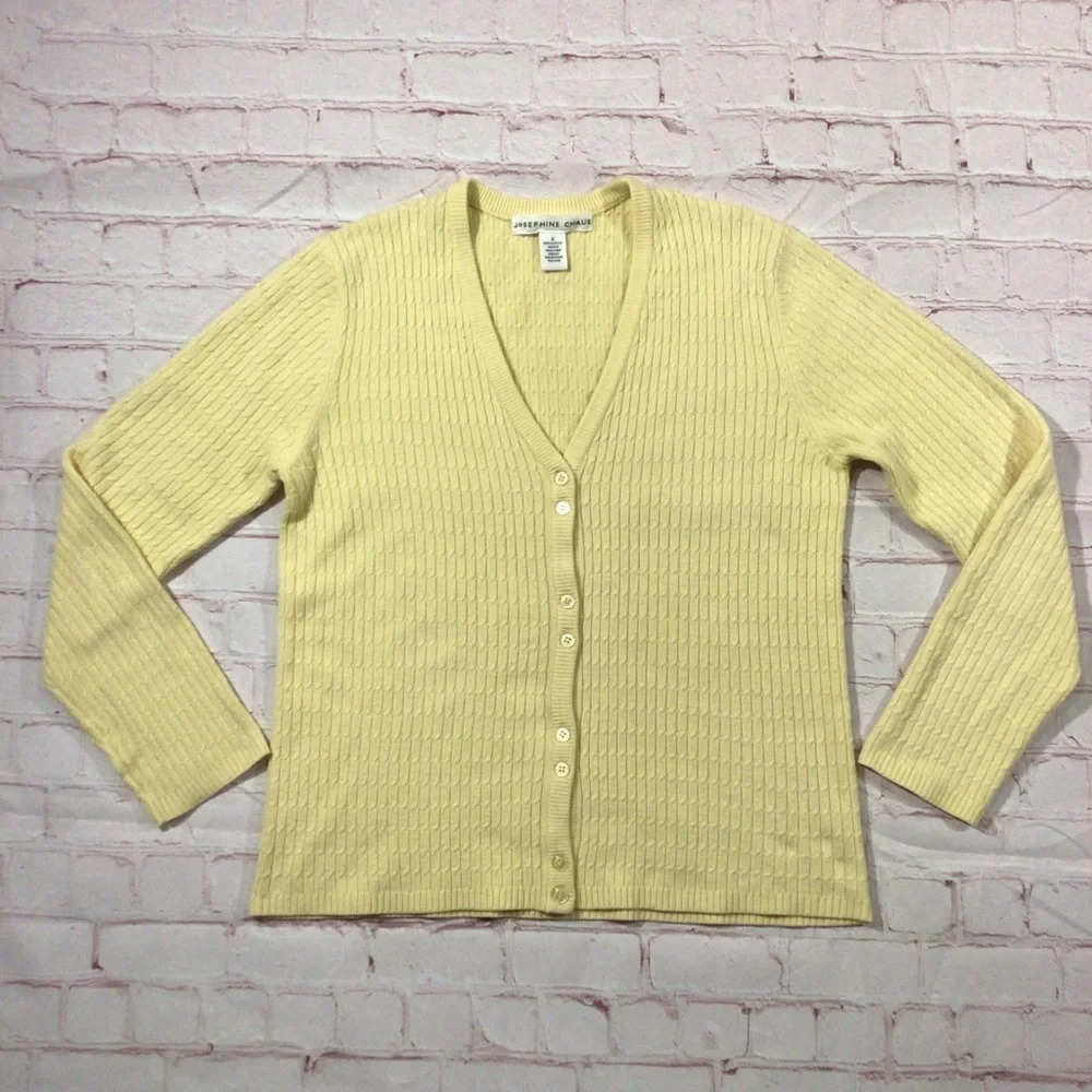 Josephine Chaus Yellow V-Neck Long Sleeve Cardigan - Size Small